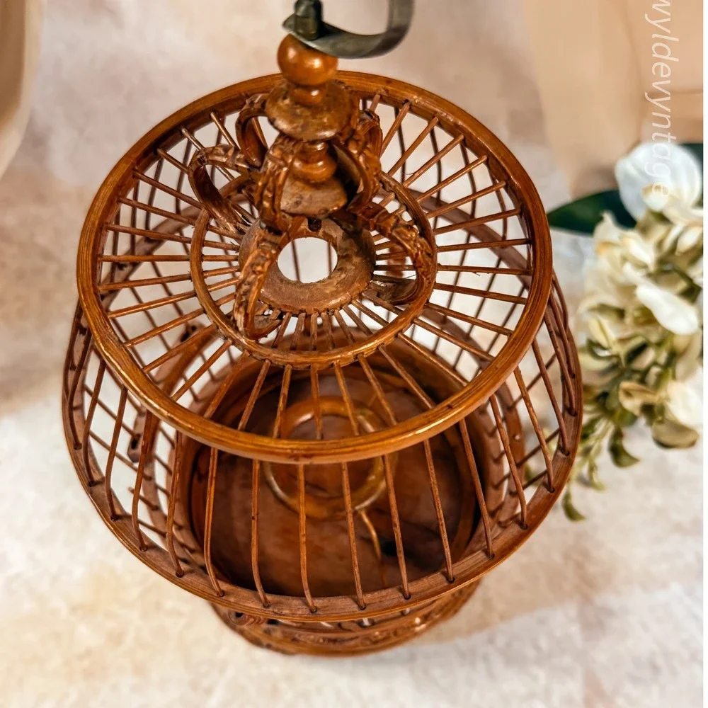 Bamboo Barrel Birdcage-Vintage - Picture 4 of 8